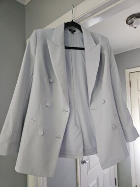 Express Double-Breasted Light Blue Blazer - Shoulder Pads